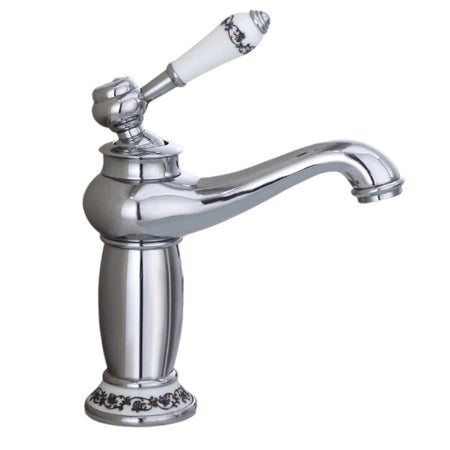Rubinetto miscelatore per lavabo bagno vintage con dettagli in ceramica cromato