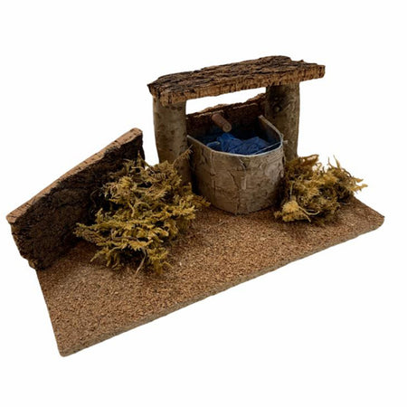 Scena per presepe pozzo in legno e sughero h 10 cm