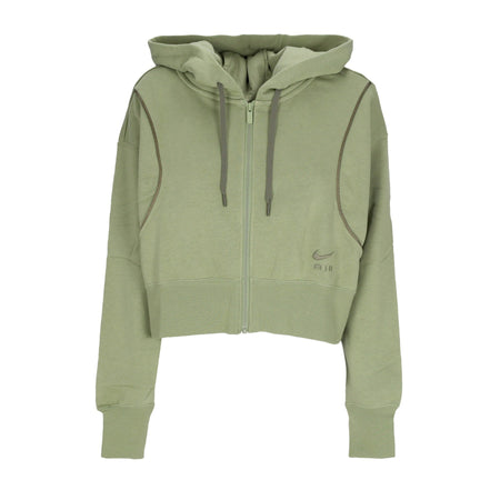 Nike Felpa Cappuccio Zip Donna Sportswear Air Fleece Full-zip Hoodie Alligator/medium Olive/medium Olive da donna