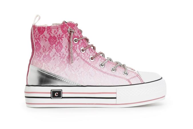 SNEAKERS MID PIZZO DEGRADè CON LACCI STRASS