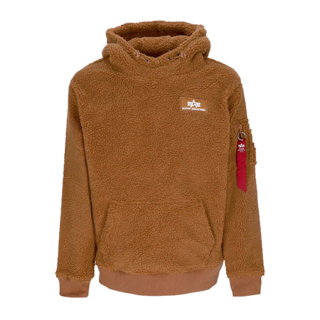 ALPHA INDUSTRIES Felpa Cappuccio Uomo Teddy Hoodie Camel da uomo