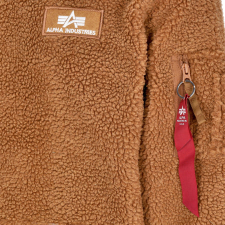 ALPHA INDUSTRIES Felpa Cappuccio Uomo Teddy Hoodie Camel da uomo