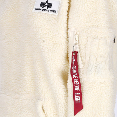 ALPHA INDUSTRIES Felpa Cappuccio Uomo Teddy Hoodie Off White da uomo