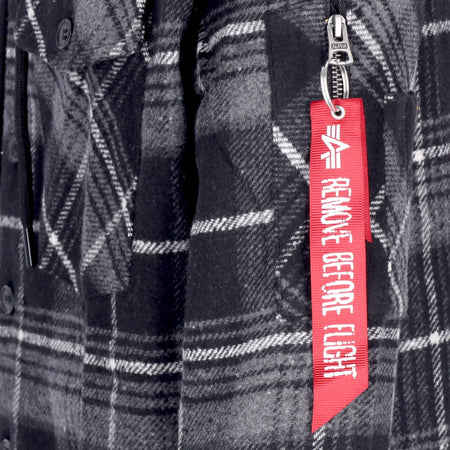 ALPHA INDUSTRIES Camicia Manica Lunga Cappuccio Uomo 45 P Hooded Black/grey da uomo