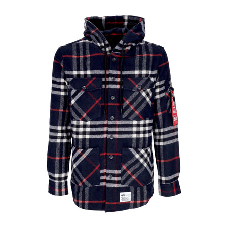 ALPHA INDUSTRIES Camicia Manica Lunga Cappuccio Uomo 45 P Hooded Rep. Blue da uomo