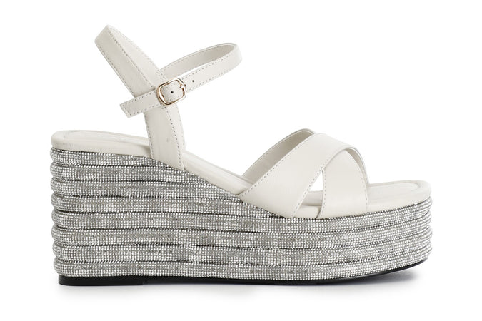 SANDALO INCROCIO IN NAPPA CON ZEPPA STRASS