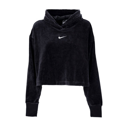 Nike Felpa Leggera Cappuccio Corta Donna Sportswear Velour Mod Cropped Hoodie Black/sail da donna