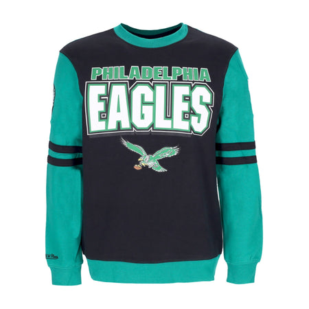 MITCHELL & NESS Felpa Girocollo Uomo Nfl All Over Crew 2.0 Phieag Black da uomo