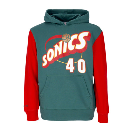 MITCHELL & NESS Felpa Cappuccio Uomo Nba Fashion Fleece Hoodie 1996 No 40 Shawn Kemp Hardwood Classics Seasup Original Team Colors da uomo