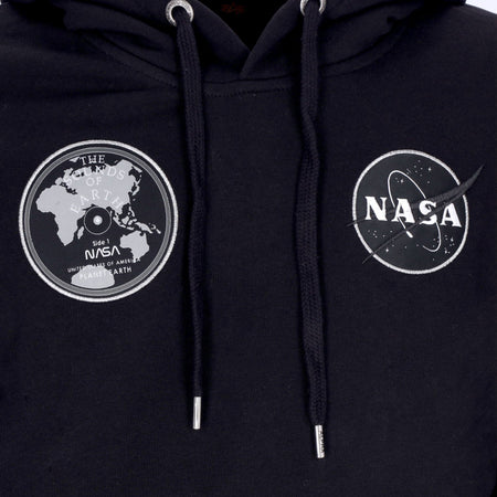 ALPHA INDUSTRIES Felpa Leggera Cappuccio Uomo Nasa Voyager Hoodie Black da uomo