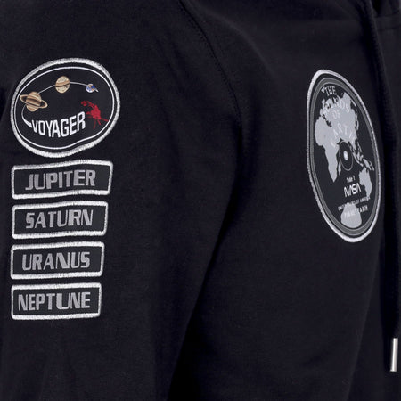 ALPHA INDUSTRIES Felpa Leggera Cappuccio Uomo Nasa Voyager Hoodie Black da uomo