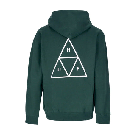 HUF Felpa Cappuccio Uomo Essentials Tt P/o Hoodie Forest Green da uomo