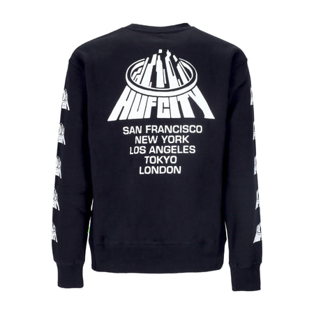 HUF Felpa Girocollo Uomo Huf City Crewneck Black da uomo