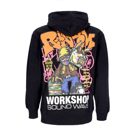 MARKET Felpa Cappuccio Uomo Soundwave Hoodie Black da uomo
