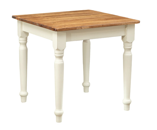 Biscottini Tavolo fisso Country in legno massello di tiglio struttura bianca anticata piano naturale L80xPR80xH78 cm. Made in Italy