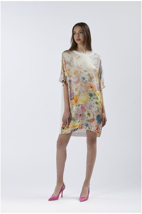 ABITO BIMATERIALE CON DAVANTI STAMPATO