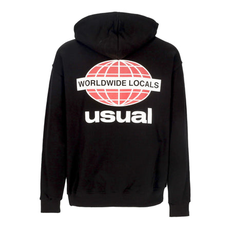 USUAL Felpa Leggera Cappuccio Uomo Worldwide Locals Hoodie Black da uomo