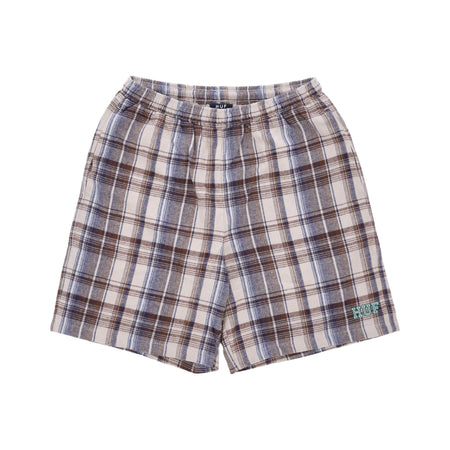 HUF Pantalone Corto Uomo Cortland Flannel Easy Short Cream da uomo