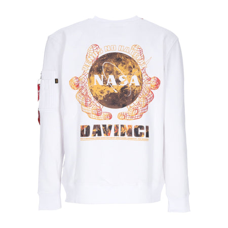 ALPHA INDUSTRIES Felpa Leggera Girocollo Uomo Nasa Davinci Sweater White da uomo