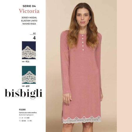 Camicia da notte Bisbigli Serafino a manica lunga, tessuto in viscosa, colore Old Copper