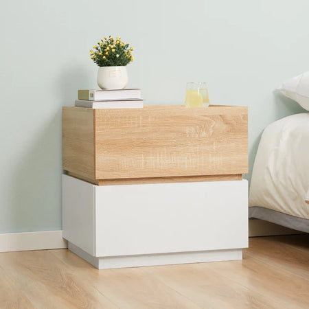 Comodino con 2 Cassetti in Legno, Design Moderno e Impilabile, 50x40x47.5cm AS3831-476NDAS3