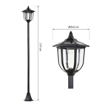 Lampione da Esterni con 6 Luci Led e Pannelli Solari Impermeabile Accensione Automatica Durata 6 Ore Altezza 177cm  XC3B30-006XC3