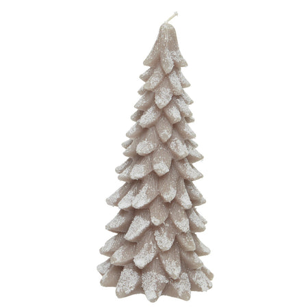Candela a forma di Albero decorativa in cera innevato da Ø 8 x h 16,50 cm