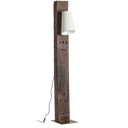 Piantana cocoon ottone-bianco in legno di teak riciclato h 200