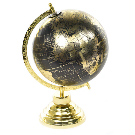 Mappamondo per interno con base e struttura in ottone chiaro