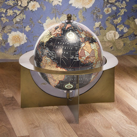 Mappamondo in ottone e legno, decorazione per interno da 18 x 18 x h 20 cm