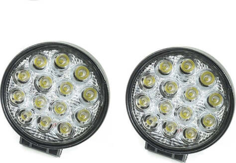 2x-Faro-Supplementare-12v-14-Led-42w-Profondita-Auto-Fuoristrada-Rotondo-6000k