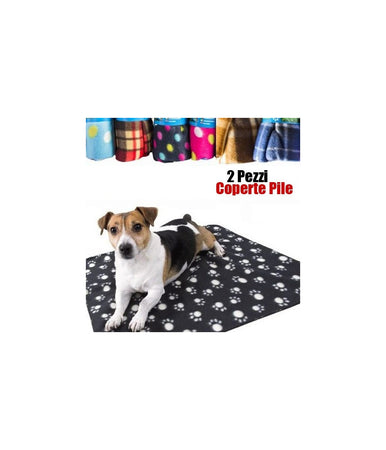 2x Plaid Coperta Pile X Cani Gatti 80x120cm Copri Divano Coprisedile Vari Colori