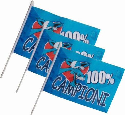 3-Bandiere-Con-Asta-45x30-Napoli-Italia-Scudetto-Calcio-Squadra-Champions-League