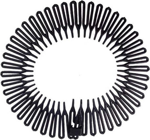 3-Cerchietto-Frontino-Raggiera-Nero-10cm-Ferma-Capelli-In-Plastica-Acconciatura