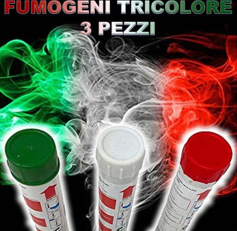 3-Pezzi-Fumogeni-Da-Stadio-Festa-Tricolore-Verde-Bianco-Rosso-Scudetto-Tempo-60s