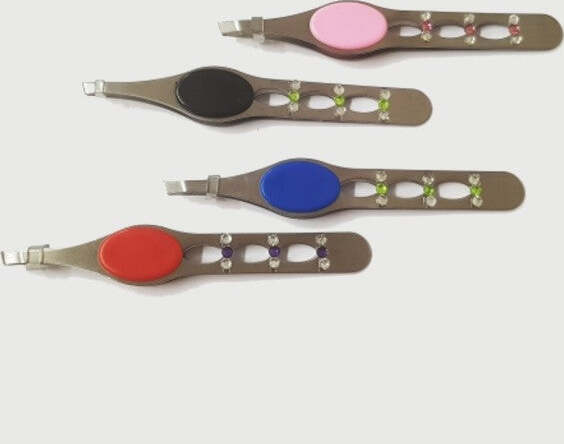 3-Pinzetta-Pinzette-Glitter-Colorate-Casuali-Ergonomica-Acciaio-Sopracciglia