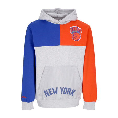 MITCHELL & NESS Felpa Cappuccio Uomo Nba Tie Breaker Fleece Hoodie Hardwood Classics Neykni Grey Heather/royal da uomo