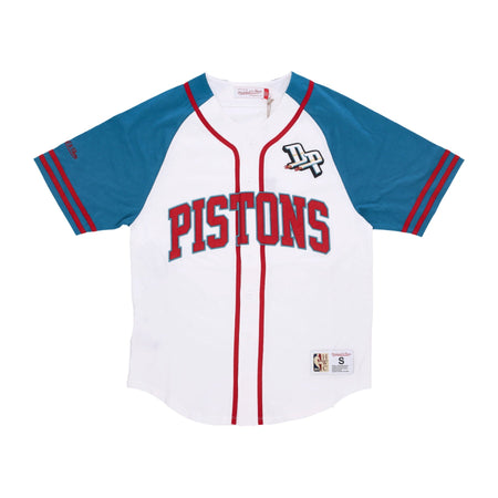 MITCHELL & NESS Casacca Bottoni Uomo Nba Practice Day Button Front Jersey Hardwood Classics Detpis White da uomo