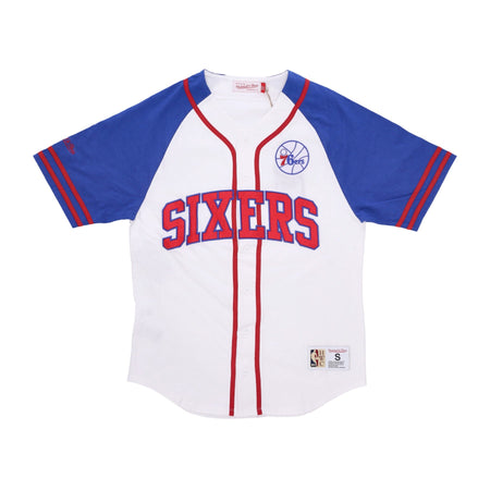MITCHELL & NESS Casacca Bottoni Uomo Nba Practice Day Button Front Jersey Hardwood Classics Phi76e White da uomo