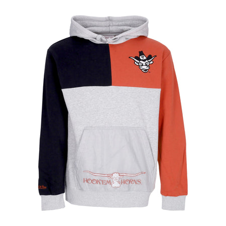 MITCHELL & NESS Felpa Cappuccio Uomo Ncaa Tie Breaker Fleece Hoodie Texlon Grey Heather/orange da uomo