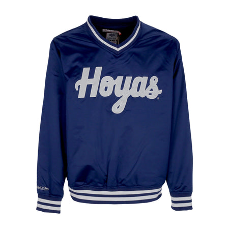 MITCHELL & NESS Casacca Uomo Ncaa Sideline Pullover Satin Jacket Geohoy Navy da uomo
