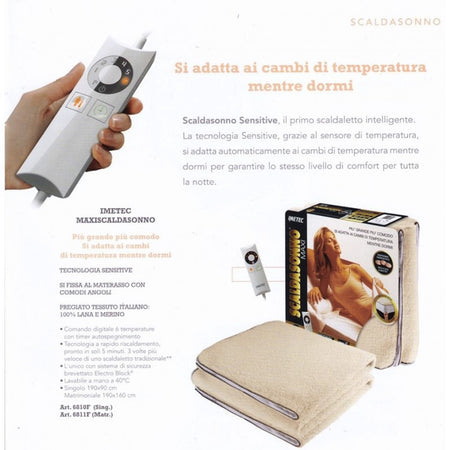 Scaldasonno Scaldaletto Singolo Imetec Sensitive Maxi con angoli