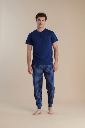 Pigiama uomo in cotone tre pezzi maglia manica corta, pantalone corto e pantalone lungo - Noi di notte 3056