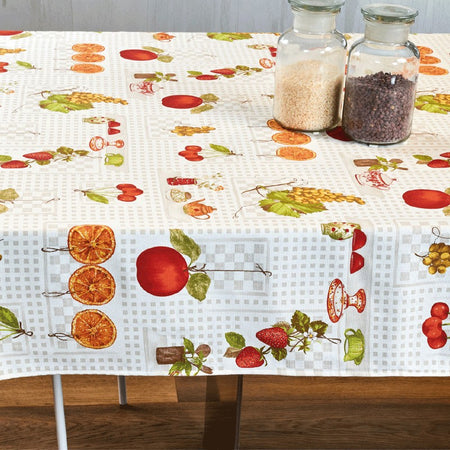 Tovaglia da tavola con tovaglioli Armonia di frutta Vingi Ricami