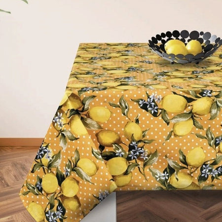 Tovaglia da tavola con tovaglioli Armonia di limoni Vingi Ricami