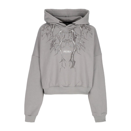 PHOBIA Felpa Leggera Cappuccio Corta Donna Lightning Crop Hoodie Grey/grey da donna