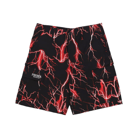 PHOBIA Pantalone Corto Uomo All Over Lightning Cargo Shorts Black/red da uomo