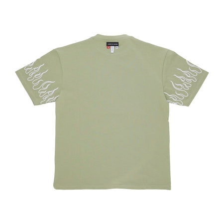 VISION OF SUPER Maglietta Uomo Embroidery Flame Tee Green da uomo