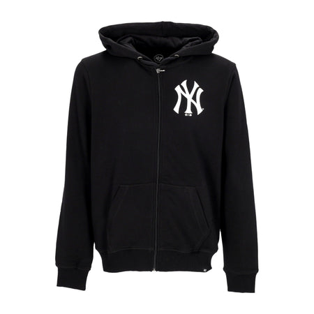 47 BRAND Felpa Leggera Cappuccio Zip Uomo Mlb Imprint Helix Zip Hoodie Neyyan Jet Black da uomo