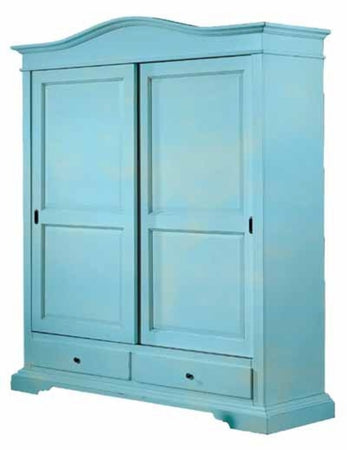 ARMADIO 2 PORTE LEGNO SHABBY AZZURRO CONSUMATO 180x67x225